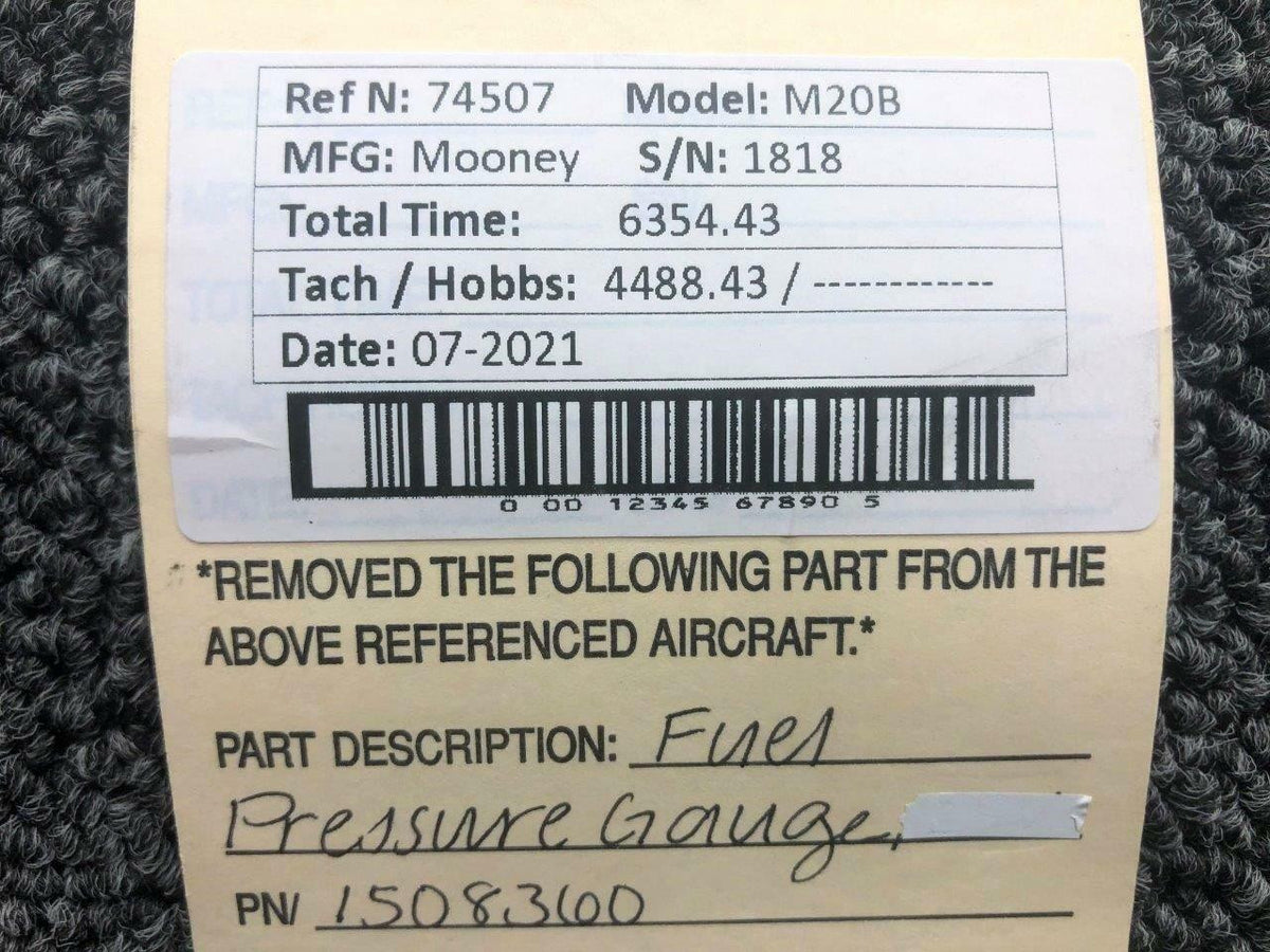 Mooney 1508360 Mooney M20B Fuel Pressure Gauge