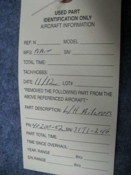 40200-052 Piper Aileron Assy LH BAS Part Sales | Airplane Parts