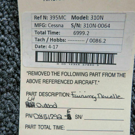 0851792-5 Cessna 320D Fairing Tip Outbd LH BAS Part Sales | Airplane Parts