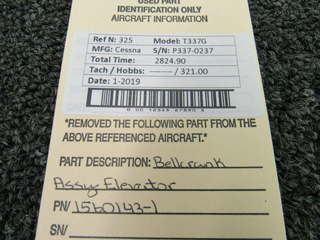 Cessna 1560143-1 Cessna T337G Bellcrank Assembly Elevator