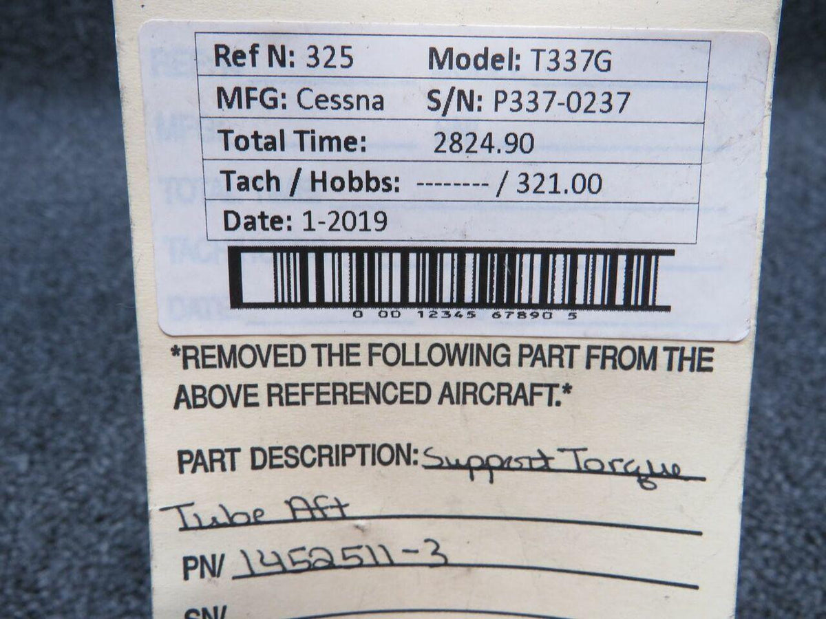 1452511-3 Cessna T337G Support Torque Tube Aft BAS Part Sales | Airplane Parts