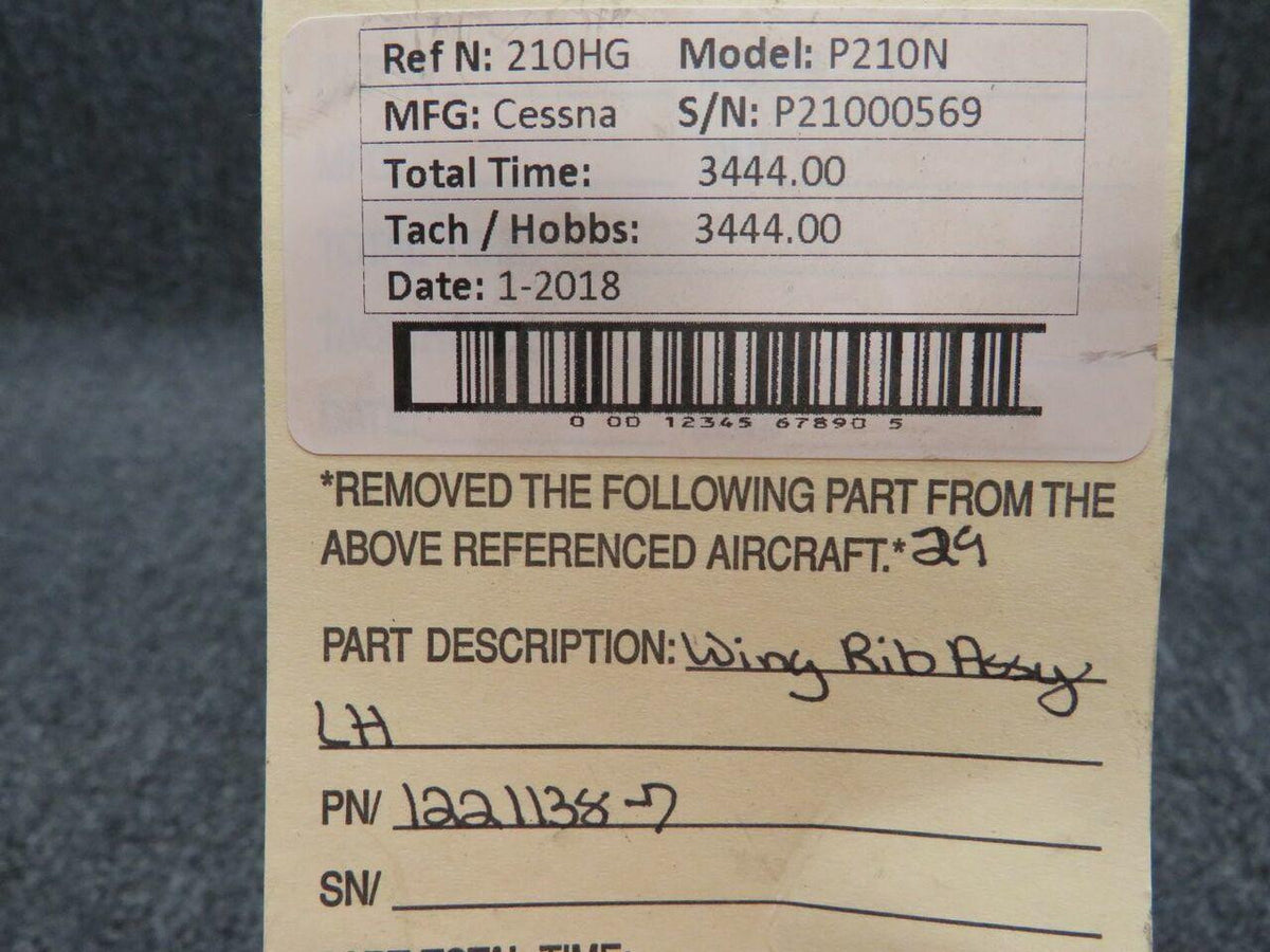 Cessna 1221138-7 Cessna P210N Wing Rib Assembly LH