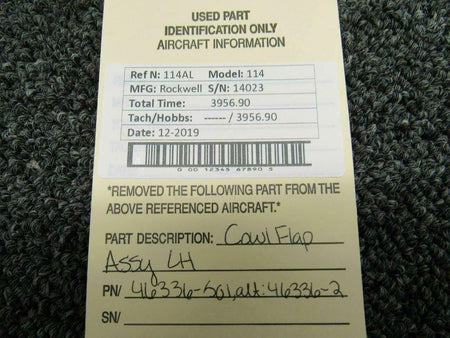 Rockwell 46336-501 Rockwell Commander 114 Cowl Flap Assy LH