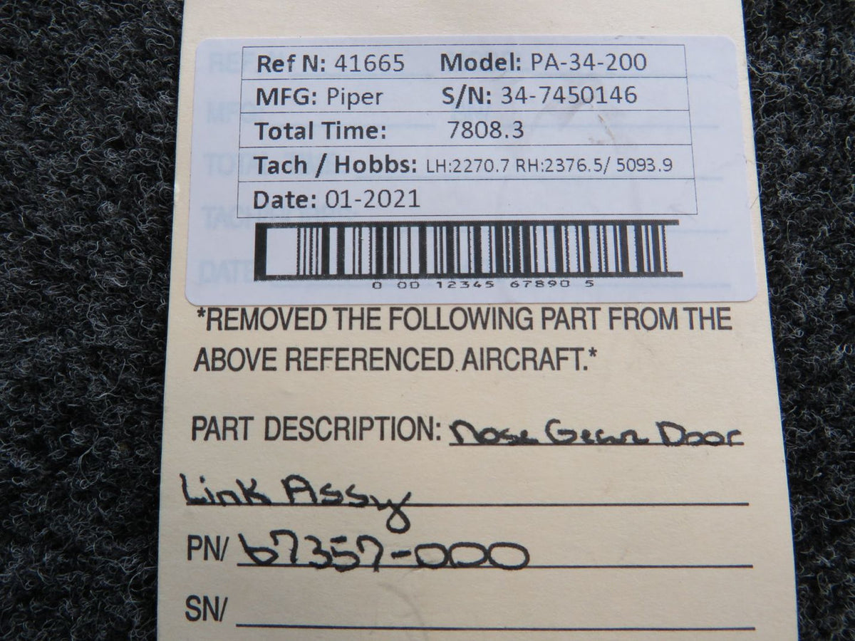 67357-000 Piper PA34-200 Link Assembly Nose Gear Door BAS Part Sales | Airplane Parts