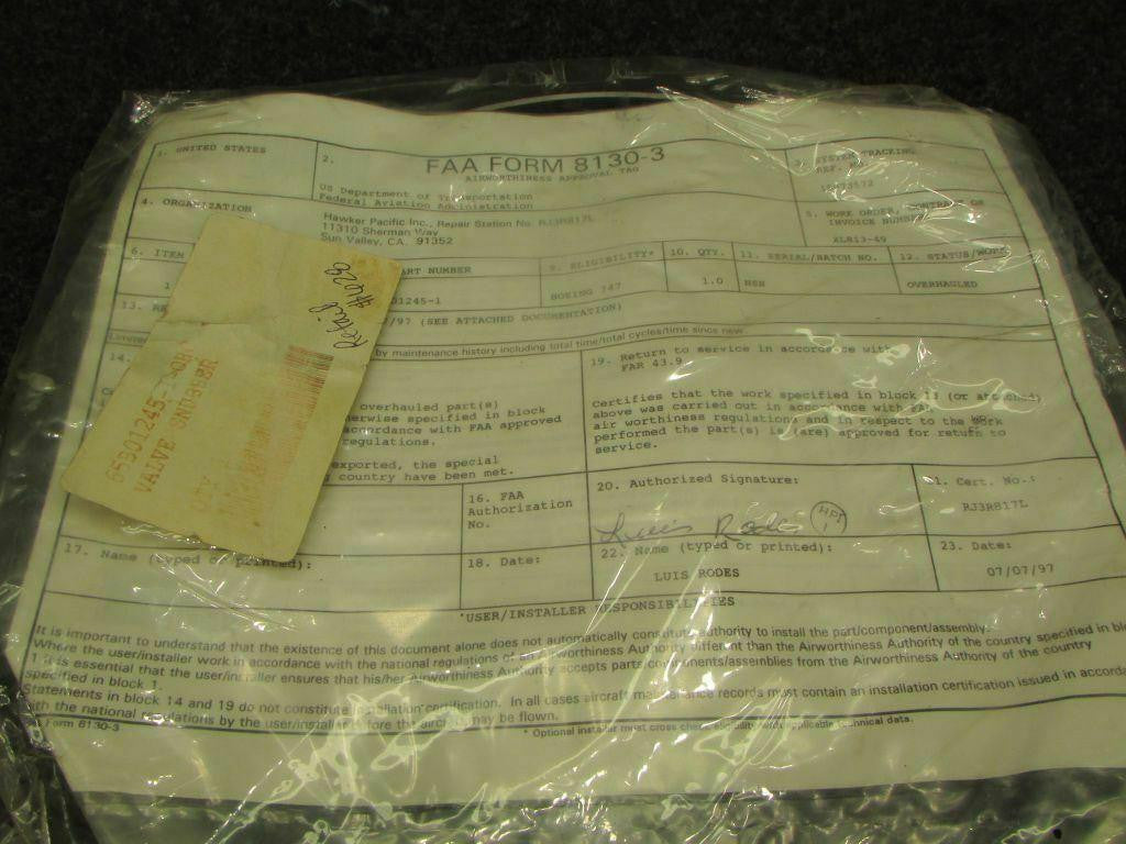 Boeing 65B01245-1 Boeing 747 Valve Snubber OVERHAULED HAS 8130-3 SA