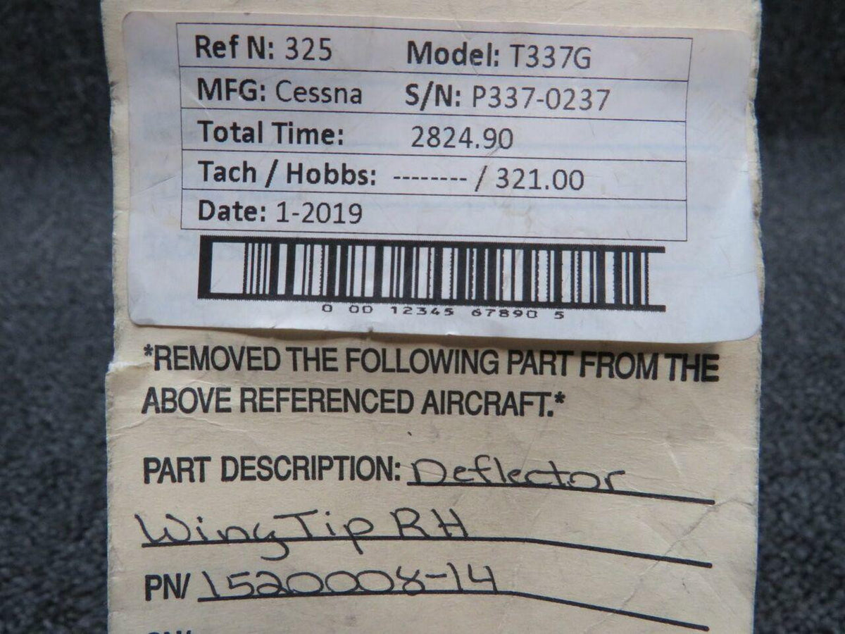 1520008-14 Cessna T337G Deflector Wing Tip RH BAS Part Sales | Airplane Parts