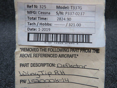 1520008-14 Cessna T337G Deflector Wing Tip RH BAS Part Sales | Airplane Parts