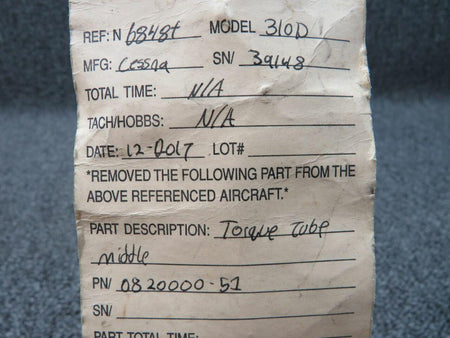 Cessna 0820000-51 Cessna 310D Torque Tube Assy Middle BD