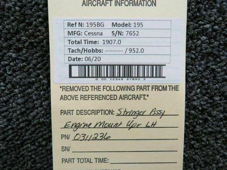 Cessna 0311236 Cessna 195 Stringer Assembly Engine Mount Upper LH