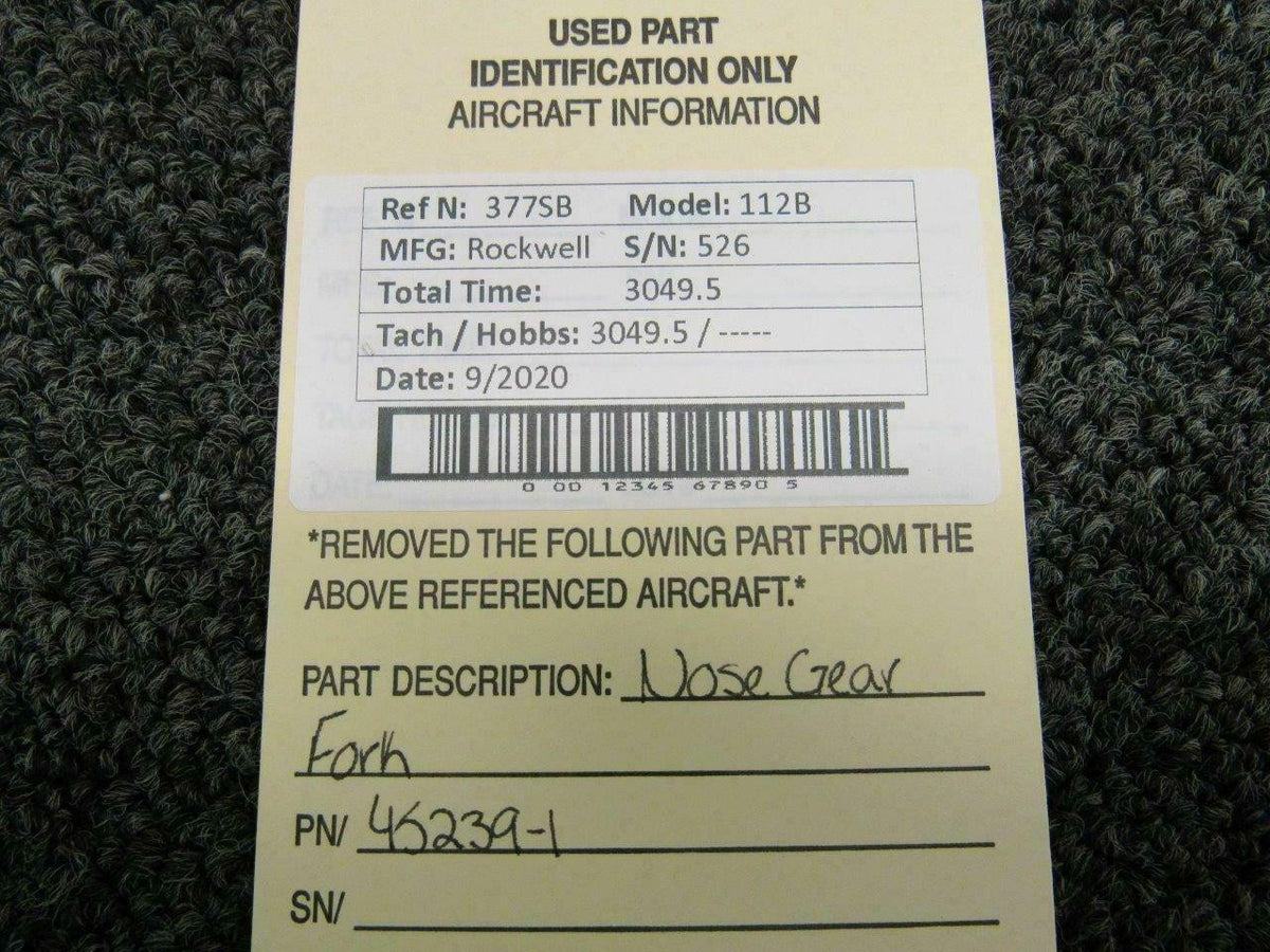 Rockwell 45239-1 Rockwell 112 / 114 Nose Gear Fork