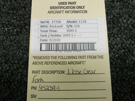 Rockwell 45239-1 Rockwell 112 / 114 Nose Gear Fork