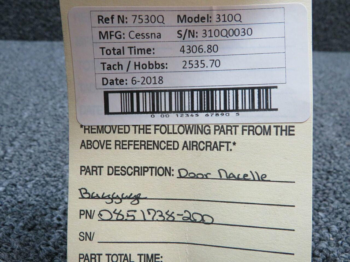 Cessna 0851738-200 Cessna 310Q Nacelle Baggage Door Assembly