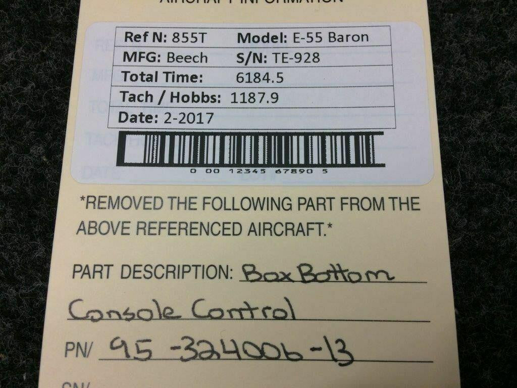 Beechcraft 95-324006-13 Beech E-55 Baron Box Bottom Console Control