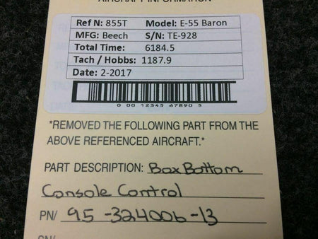 Beechcraft 95-324006-13 Beech E-55 Baron Box Bottom Console Control