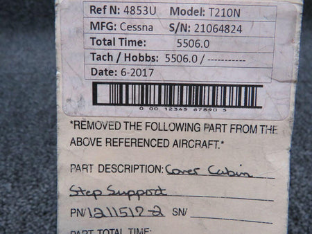 Cessna 1211517-2 Cessna T210N Cover Cabin Step Support
