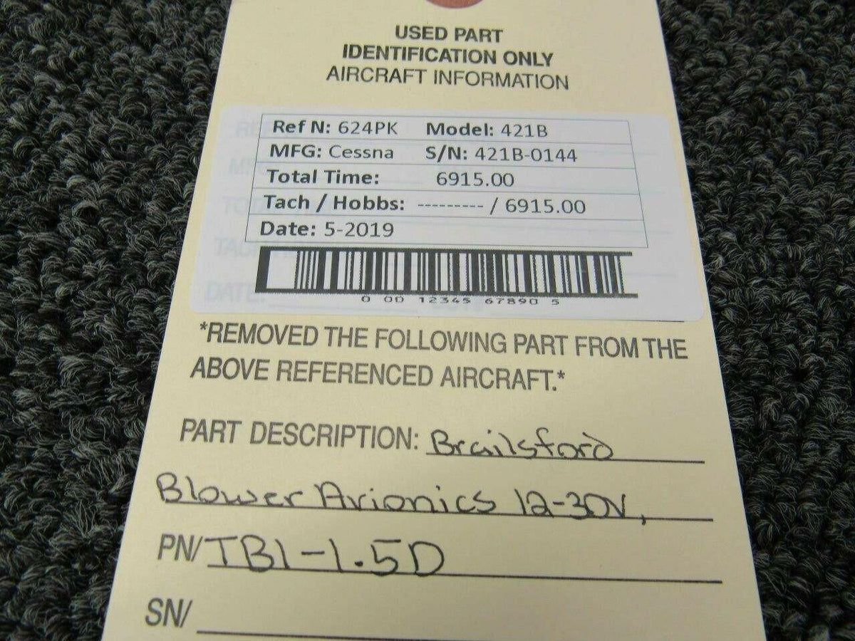 Cessna TB1-1.5D Cessna 421B Brailsford Blower Avionics Volts 12-30