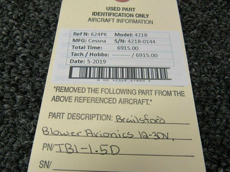 Cessna TB1-1.5D Cessna 421B Brailsford Blower Avionics Volts 12-30