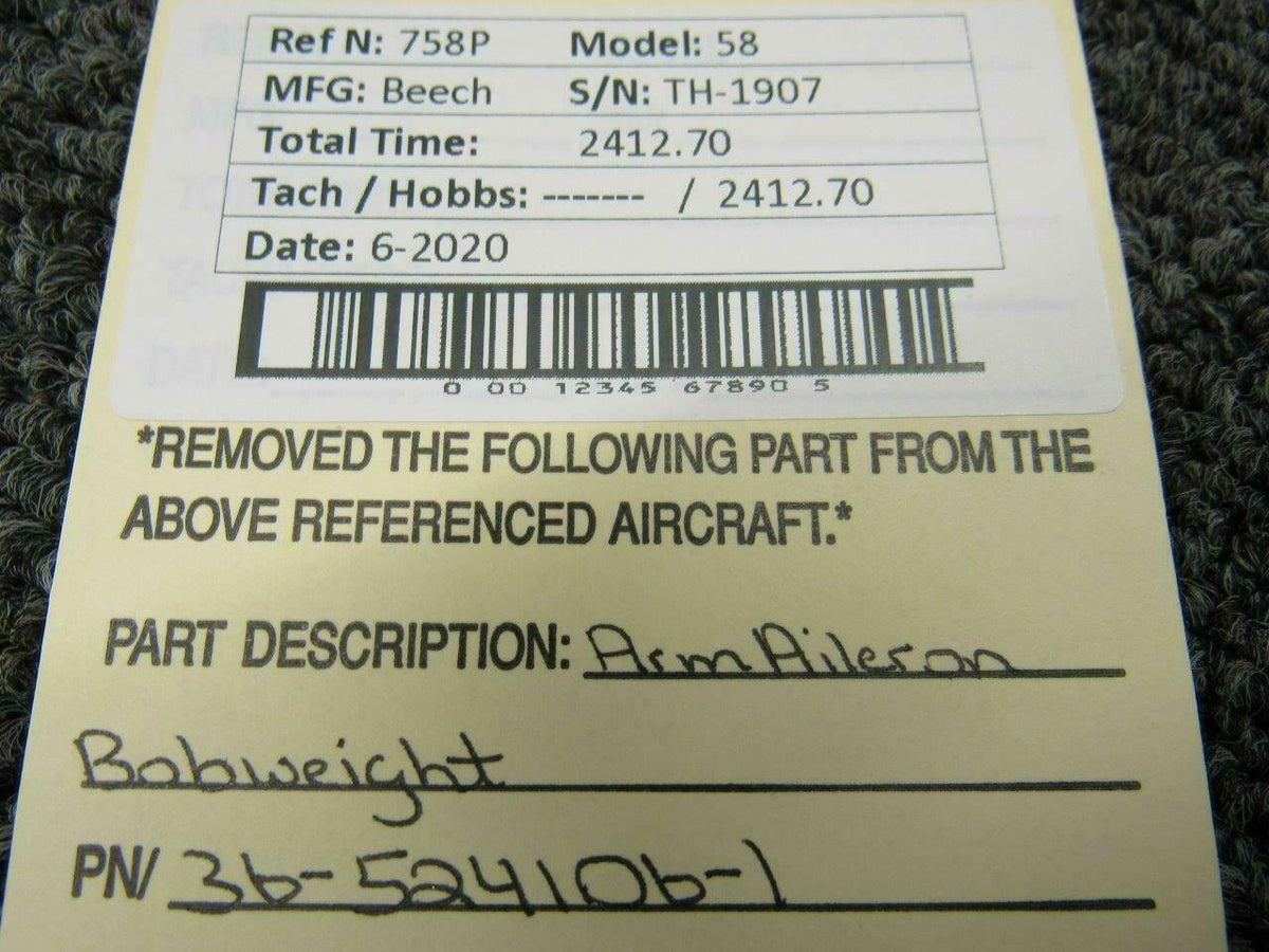 Beechcraft 36-524106-1 Beech 58 Arm Aileron Bobweight