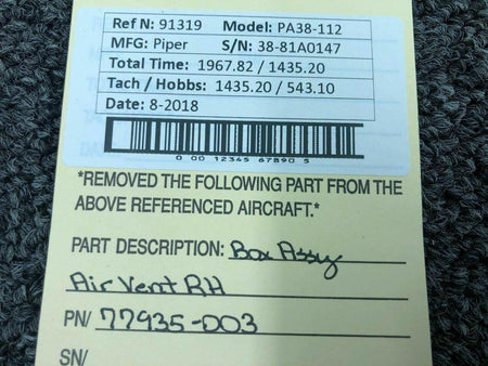 Piper 77935-003 Piper PA38-112 Box Assy Air Vent RH