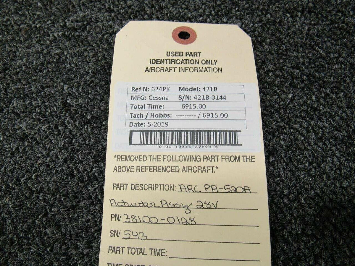 ARC 38100-0128 M/N PA-520A Cessna 421B ARC Actuator Assy Volts 28