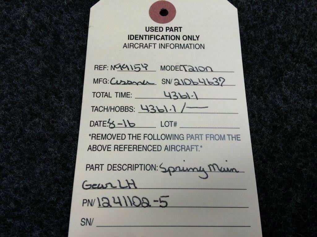 Cessna 1241669-1 Cessna T210N Spring Main Gear LH P/N 1241102-5 / Fitting