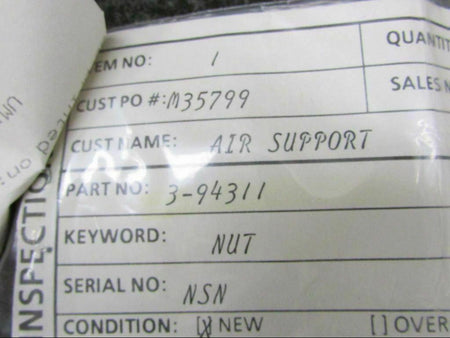 3-94311 Nut Assembly (NEW OLD STOCK) (SA) BAS Part Sales | Airplane Parts