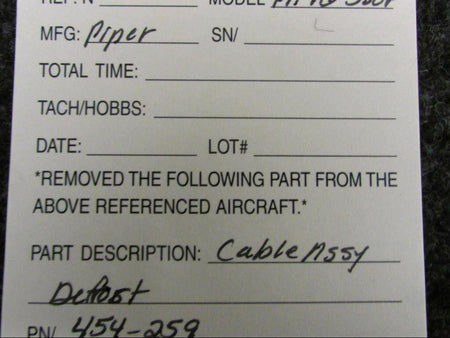 454-259 Piper PA46-350P Cable Assembly Defrost 75" (SA) BAS Part Sales | Airplane Parts