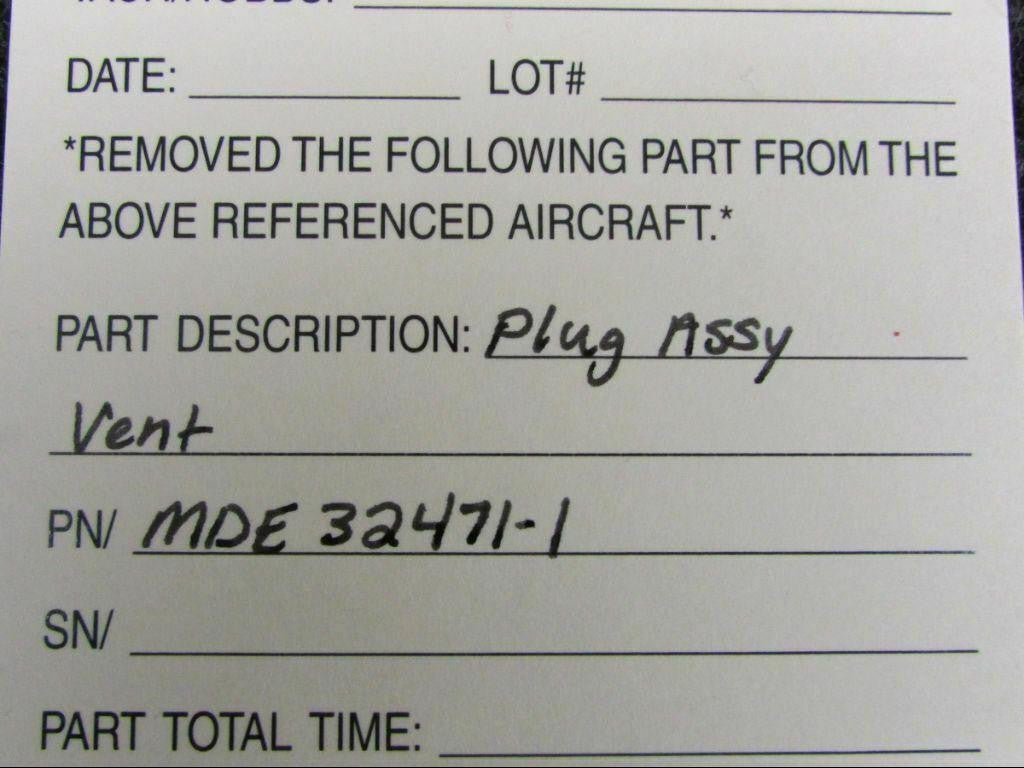 Boeing MDE32471-1 Boeing Plug Assembly Vent SA