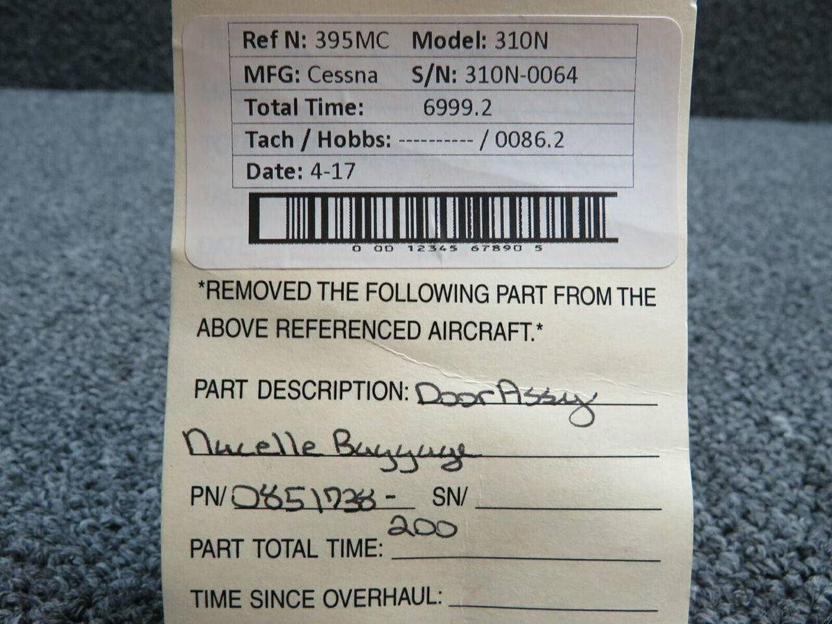 Cessna 0851738-200 Cessna 310N Door Assembly Nacelle Baggage