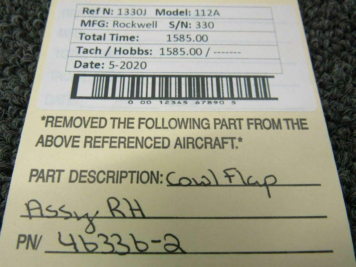 Rockwell 46336-2 Rockwell 112A Cowl Flap Assy RH