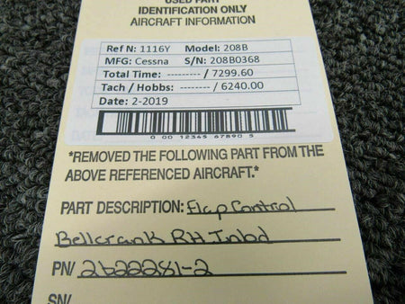 Cessna 2622281-2 Use 2622311-16 Cessna 208B Flap Control Bellcrank Inbd RH