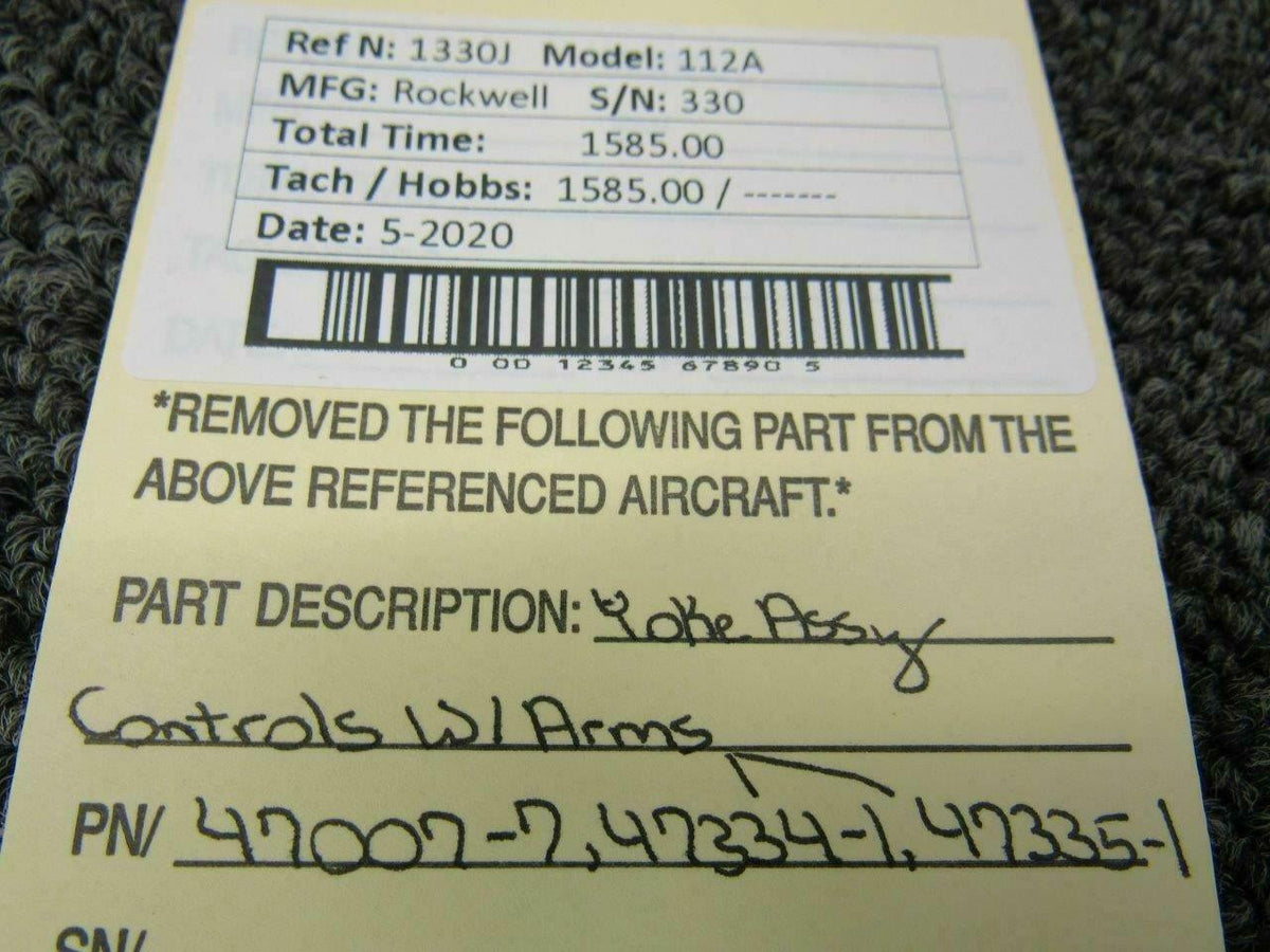Rockwell 47007-7 / 47334-1 / 47335-1 Rockwell 112A Control Yoke Assy