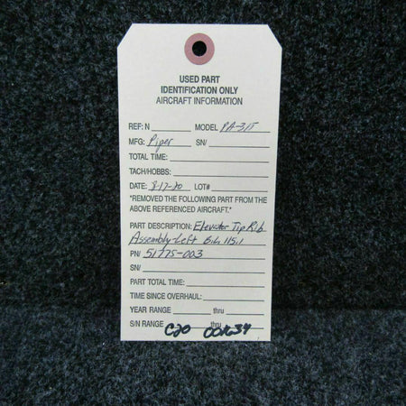 Piper 51775-003 Piper PA-31T Elevator Tip Rib Assembly LH BL 115.1 C20