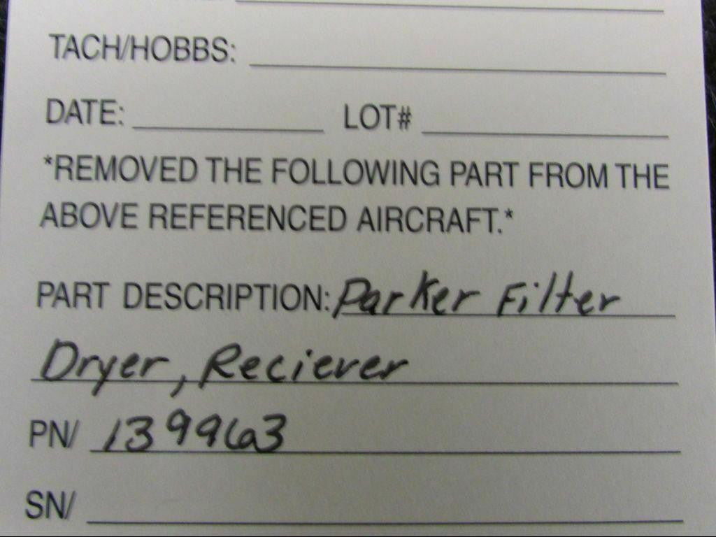 Parker 139963 Parker Filter Dryer-Receiver Assembly SA