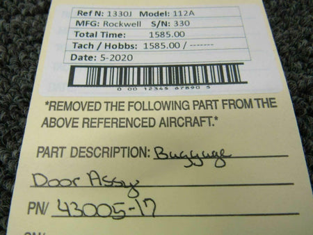 Rockwell 43005-17 Rockwell 112A Baggage Door Assy