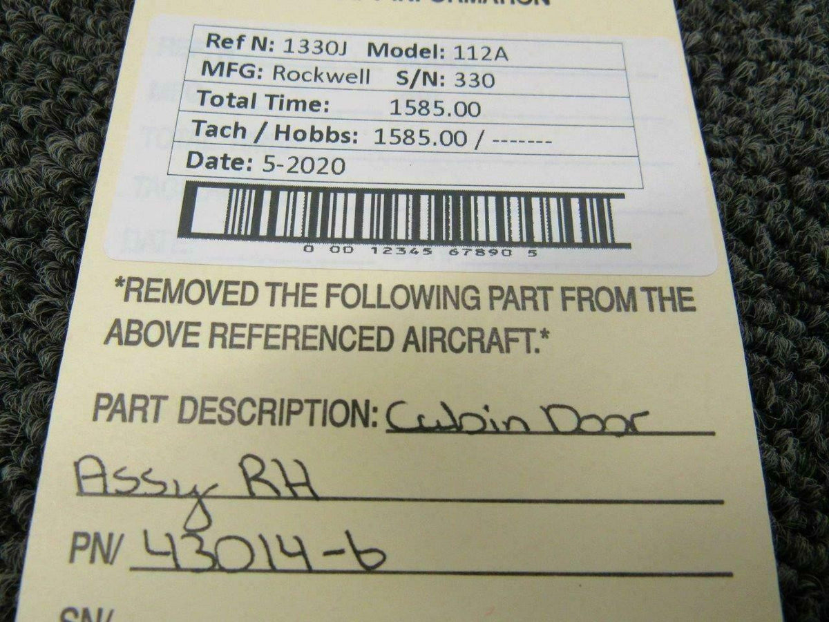 Rockwell 43014-6 Rockwell 112A Cabin Door Assy RH
