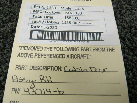 Rockwell 43014-6 Rockwell 112A Cabin Door Assy RH