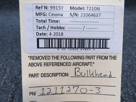 Cessna 1211270-3 Cessna Citation 500 Bulkhead