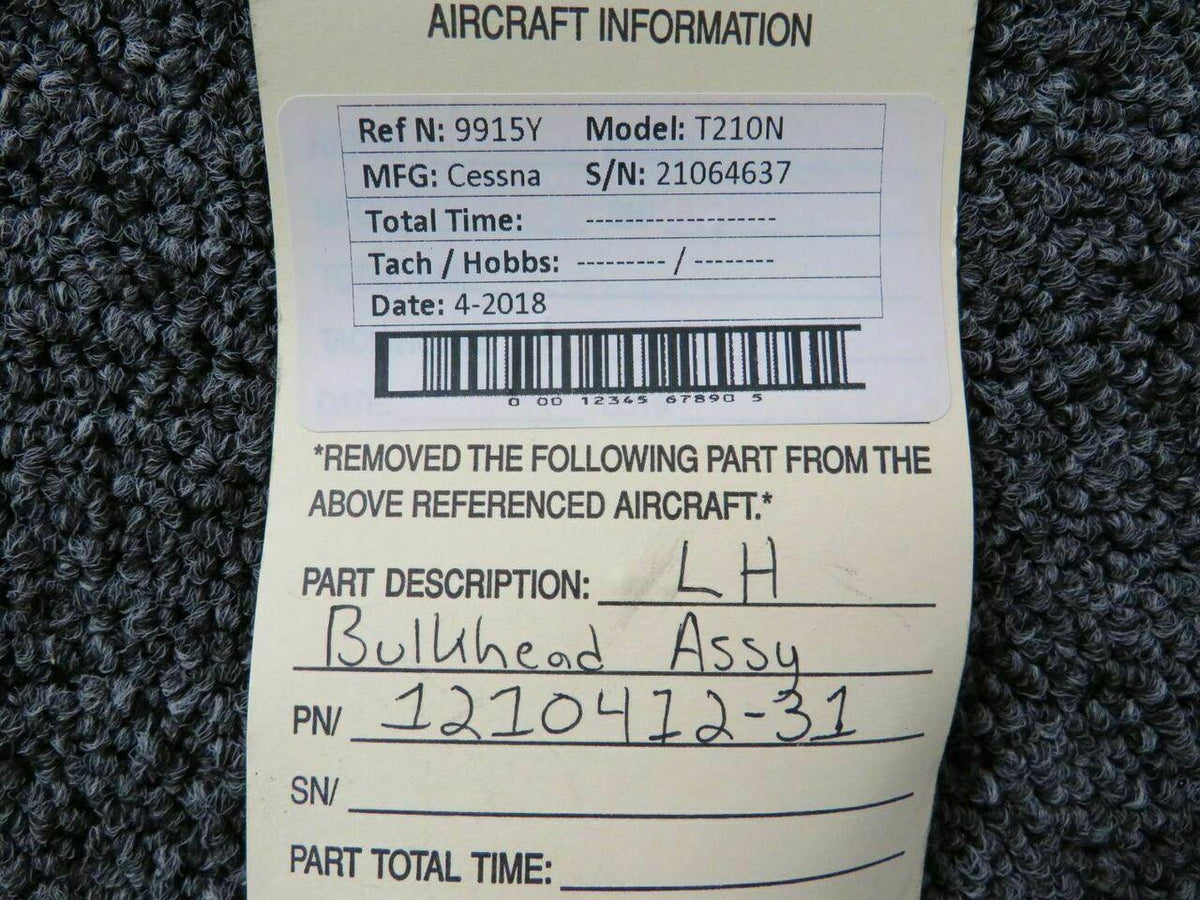 Cessna 1210412-31 Cessna Citation 500 LH Bulkhead Assy
