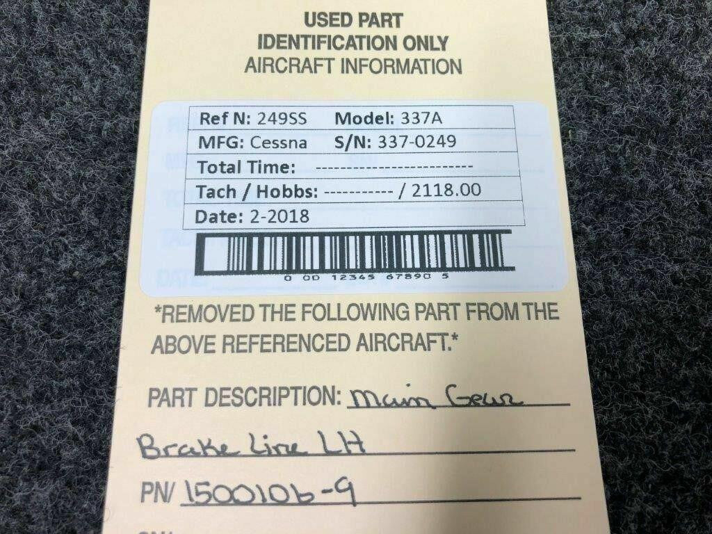 Cessna 1500106-9 Cessna 337 Main Gear Brake Line LH