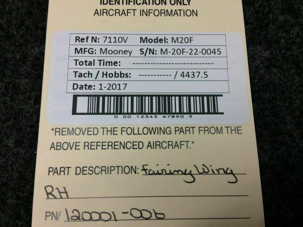 Mooney M20F Fairing Wing RH P/N 120001-006