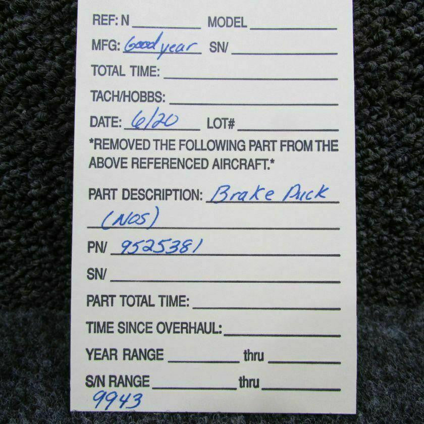 9525381 Goodyear Brake Puck (NEW OLD STOCK) (C20) BAS Part Sales | Airplane Parts