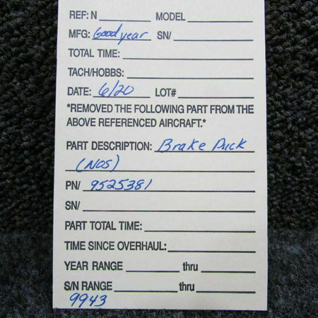 9525381 Goodyear Brake Puck (NEW OLD STOCK) (C20) BAS Part Sales | Airplane Parts