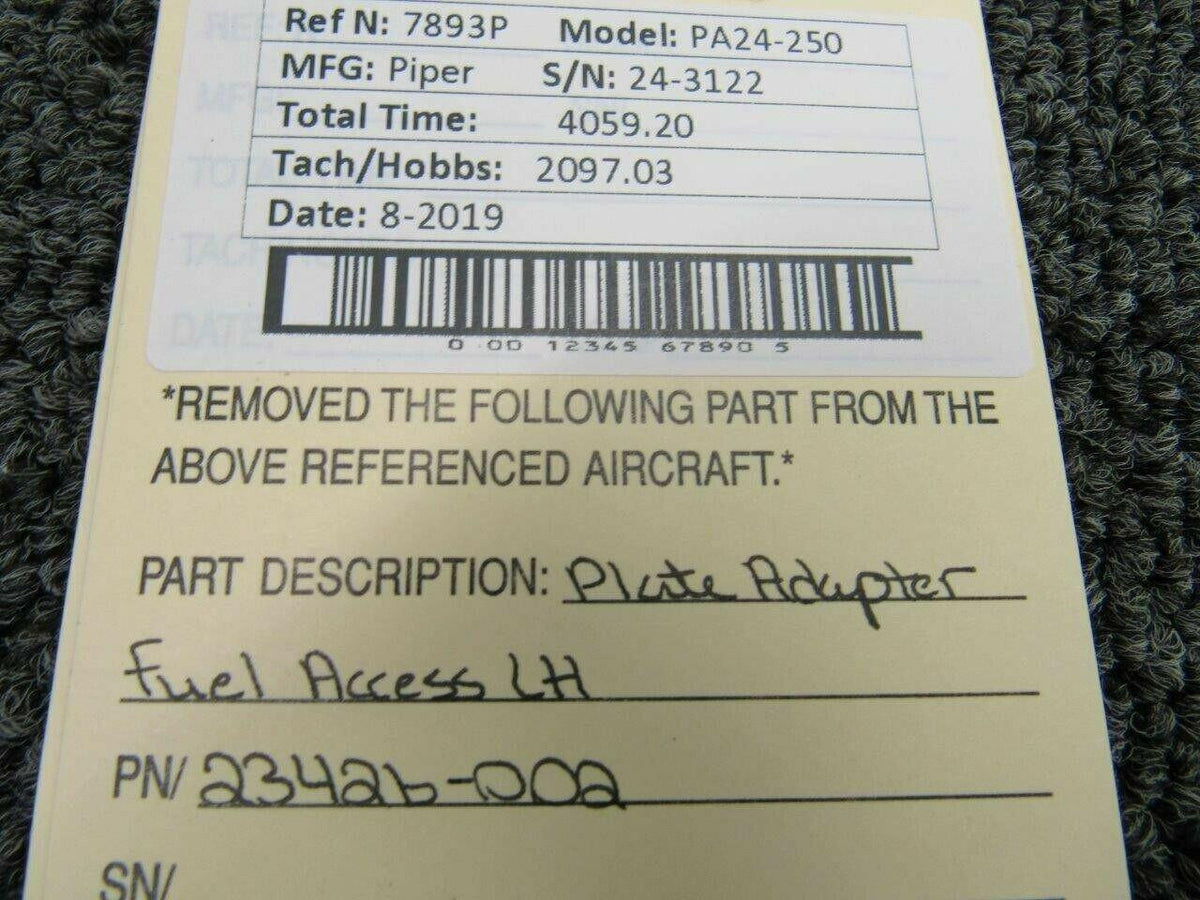 Piper 23426-002 Piper PA24-250 Plate Adapter Fuel Access LH