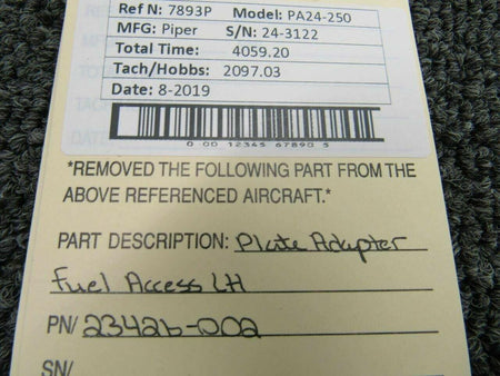 Piper 23426-002 Piper PA24-250 Plate Adapter Fuel Access LH