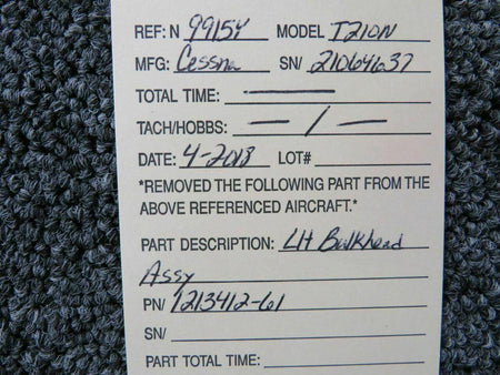 Cessna 1213412-61 Cessna Citation T210N Bulkhead Assy LH