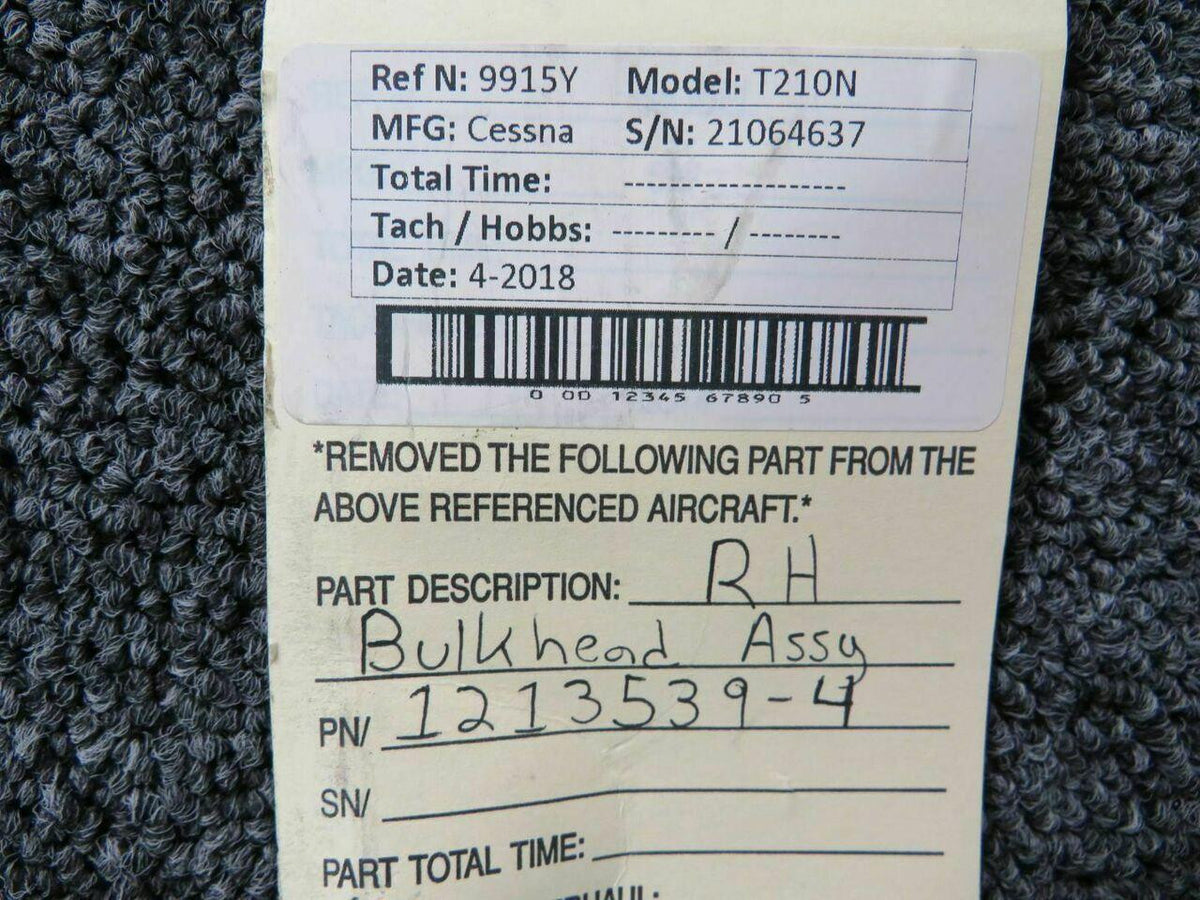 1213539-4 Cessna Citation 500 RH Bulkhead Assy BAS Part Sales | Airplane Parts