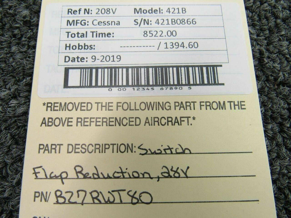 Cessna BZ7RWT80 Cessna 421B Switch Flap Reduction Volts28