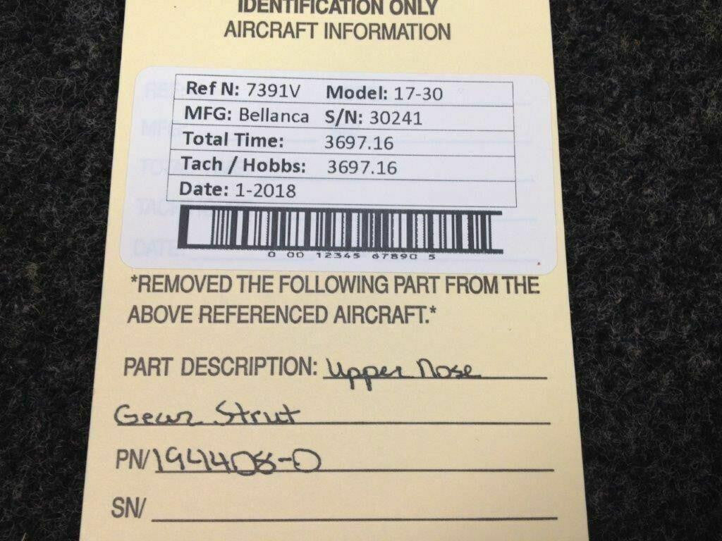 194408-0 Bellanca 17-30 Upper Nose Gear Strut BAS Part Sales | Airplane Parts