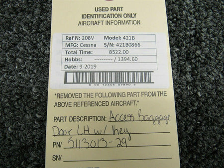 Cessna 5113013-29 Cessna 421B Access Baggage Door LH w/ Key